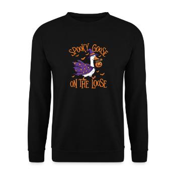 Spooky Goose On The Loose Halloween Humor - Unisex Sweatshirt - black - Front - Alina (178cm) & Michal (187cm)