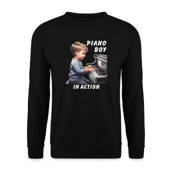 PIANO BOY IN ACTION - Unisex Pullover - Schwarz - Vorne - Alina (178cm) & Michal (187cm)