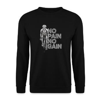 NO PAIN NO GAIN - Mit dem Rennrad zum Sport Erfolg - Unisex Pullover - Schwarz - Vorne - Alina (178cm) & Michal (187cm)