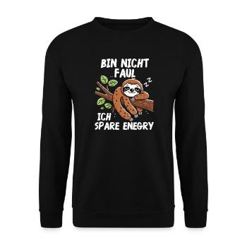 Je ne suis pas paresseux, j’économise de l’énergie - Sweat-shirt Unisexe - noir - Devant - Alina (178cm) & Michal (187cm)