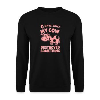 0 Days Since My Cow Destroyed Something Fun - Unisex Sweatshirt - black - Front - Alina (178cm) & Michal (187cm)