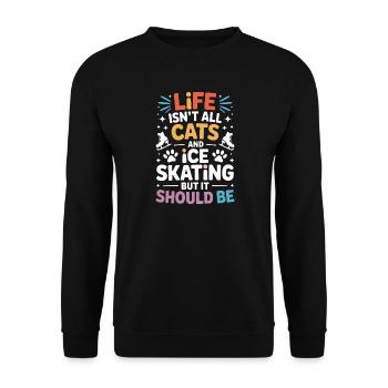 Chat de patinage sur glace Cadeau de patin à glace amusant - Sweat-shirt Unisexe - noir - Devant - Alina (178cm) & Michal (187cm)