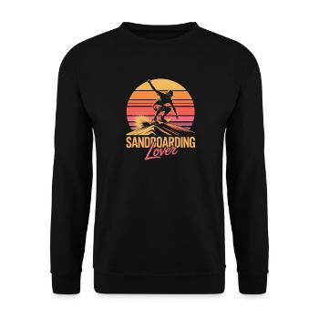 Retro Sunset Sandboarder Lover Summer Sandboarding - Unisex Sweatshirt - black - Front - Alina (178cm) & Michal (187cm)