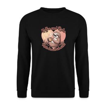 Café et paix et tranquillité, je n’ai pas besoin de plus - Sweat-shirt Unisexe - noir - Devant - Alina (178cm) & Michal (187cm)