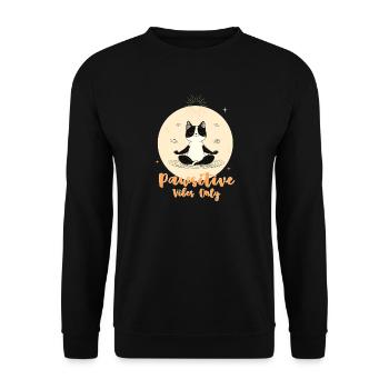 Calm Cat Meditation Illustration - Unisex Sweatshirt - black - Front - Alina (178cm) & Michal (187cm)
