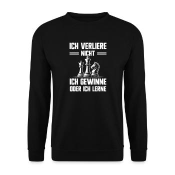 Schach Weisheit Verliere Nicht Gewinne Oder Lerne - Unisex Pullover - Schwarz - Vorne - Alina (178cm) & Michal (187cm)