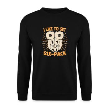 Jeu de bingo J’aime obtenir un pack de six Bingo - Sweat-shirt Unisexe - noir - Devant - Alina (178cm) & Michal (187cm)
