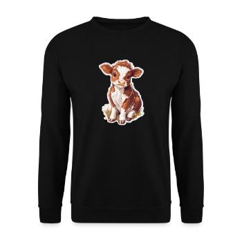 Vache - Sweat-shirt Unisexe - noir - Devant - Alina (178cm) & Michal (187cm)