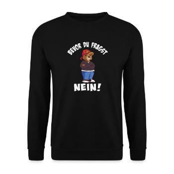 Cool bear style with trendy hat - Unisex Sweatshirt - black - Front - Alina (178cm) & Michal (187cm)