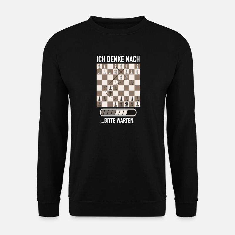 Schach Schachspieler Schachclub Bitte Warten - Unisex Pullover - Schwarz