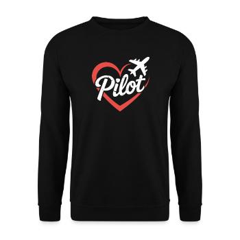 Herz und Flugzeug Pilot Design - Unisex Pullover - Schwarz - Vorne - Alina (178cm) & Michal (187cm)
