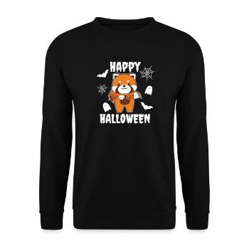 Red Panda Happy Halloween Pumpkin Ghost Costume - Unisex Sweatshirt - black - Front - Alina (178cm) & Michal (187cm)