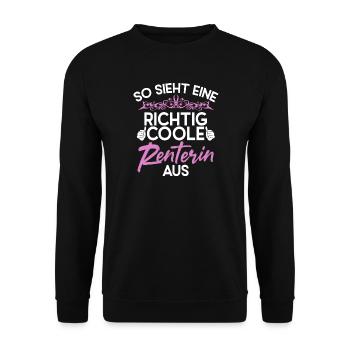 So Sieht Eine Richtig Rentnerin Aus - Unisex Pullover - Schwarz - Vorne - Alina (178cm) & Michal (187cm)