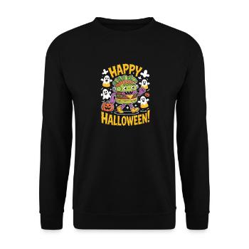 Joyeux Halloween Monster Burger Fantômes Citrouille - Sweat-shirt Unisexe - noir - Devant - Alina (178cm) & Michal (187cm)