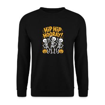 Hip Hip Hooray Halloween Skeletons Party - Unisex Sweatshirt - black - Front - Alina (178cm) & Michal (187cm)