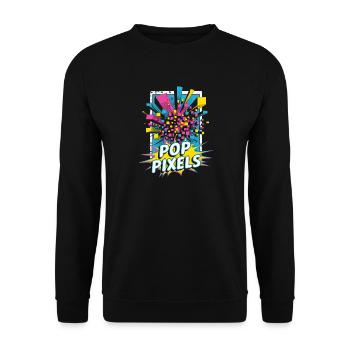 Pop Pixels Pop Culture Rétro Jeu vidéo - Sweat-shirt Unisexe - noir - Devant - Alina (178cm) & Michal (187cm)
