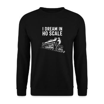 I Dream in HO Scale Model Train - Unisex Sweatshirt - black - Front - Alina (178cm) & Michal (187cm)