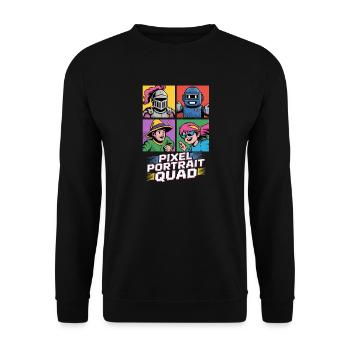 Pixel Portrait Quad Pop Culture Retro Video Game - Unisex Sweatshirt - black - Front - Alina (178cm) & Michal (187cm)