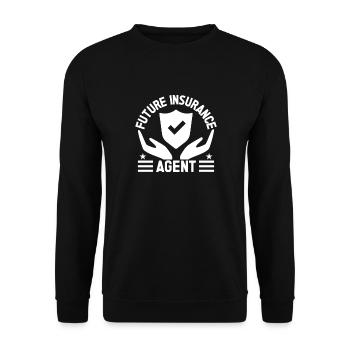 Insurance Agent Costume Future Agent Medicare - Unisex Pullover - Schwarz - Vorne - Alina (178cm) & Michal (187cm)