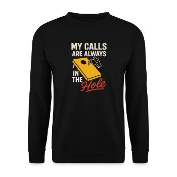 Cornhole Refere Offizielles Schiedsrichter - Unisex Pullover - Schwarz - Vorne - Alina (178cm) & Michal (187cm)