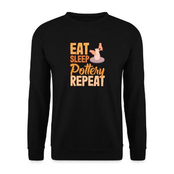 Töpfern Eat Sleep Pottery Répéter - Sweat-shirt Unisexe - noir - Devant - Alina (178cm) & Michal (187cm)