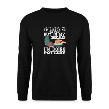 In Gedanken Drehe Ich Keramik Auf Der - Unisex Pullover - Schwarz - Vorne - Alina (178cm) & Michal (187cm)