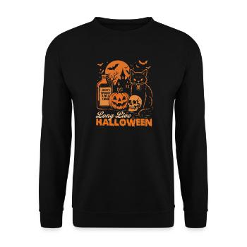 Long Live Halloween Spooky Black Cat - Unisex Sweatshirt - black - Front - Alina (178cm) & Michal (187cm)