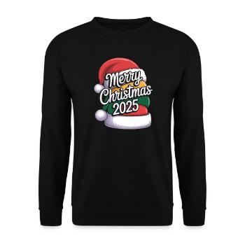 Chapeau d’arbre de Noël avec voeux de Noël 2025 - Sweat-shirt Unisexe - noir - Devant - Alina (178cm) & Michal (187cm)