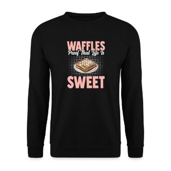 Waffle Costume Sweet Pastry Candy - Unisex Sweatshirt - black - Front - Alina (178cm) & Michal (187cm)