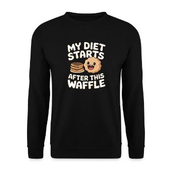 Waffle Diet Pancakes with Syrup Snack Fast Food - Unisex Sweatshirt - black - Front - Alina (178cm) & Michal (187cm)