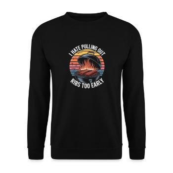 Je déteste arracher les côtes levées trop tôt au barbecue - Sweat-shirt Unisexe - noir - Devant - Alina (178cm) & Michal (187cm)