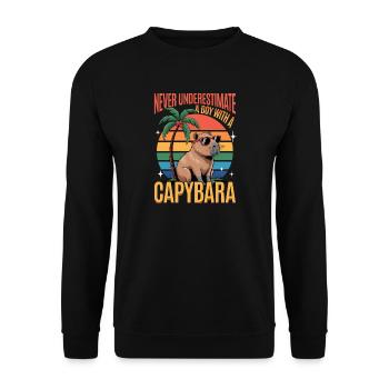 Funny Capybara - Unisex Pullover - Schwarz - Vorne - Alina (178cm) & Michal (187cm)