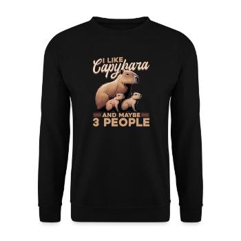 Funny Capybara - Unisex Pullover - Schwarz - Vorne - Alina (178cm) & Michal (187cm)