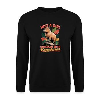 Funny Capybara - Unisex Pullover - Schwarz - Vorne - Alina (178cm) & Michal (187cm)