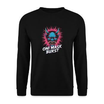 Masque Oni éclatant de la culture pop esthétique japonaise - Sweat-shirt Unisexe - noir - Devant - Alina (178cm) & Michal (187cm)