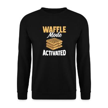 Waffel Modus Aktiviert Gebäck Frühstück - Unisex Pullover - Schwarz - Vorne - Alina (178cm) & Michal (187cm)