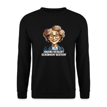 OLDER WOMAN YOUTH PASSES BEAUTY CONSISTS - Unisex Sweatshirt - black - Front - Alina (178cm) & Michal (187cm)