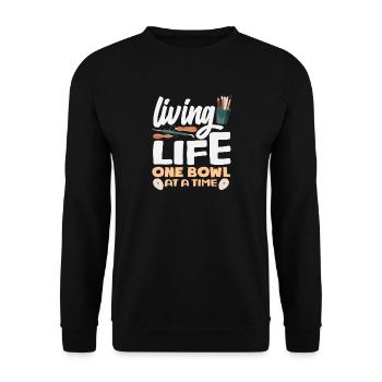 Poterie : Vivez votre vie un bol après le - Sweat-shirt Unisexe - noir - Devant - Alina (178cm) & Michal (187cm)