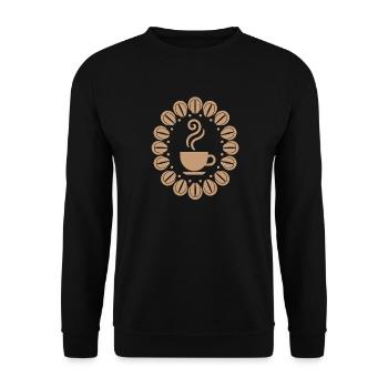 Coffee Cup with Coffee Beans Caffeine - Unisex Pullover - Schwarz - Vorne - Alina (178cm) & Michal (187cm)