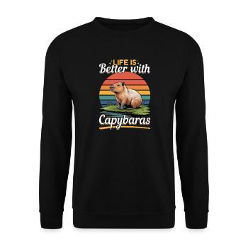 Funny aesthetic Kawaii Capybara - Unisex Pullover - Schwarz - Vorne - Alina (178cm) & Michal (187cm)