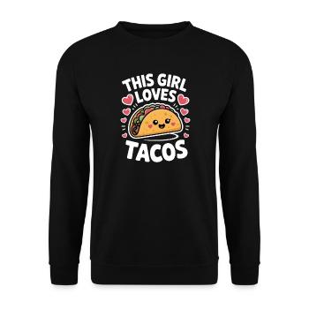 Taco Saying Mexican Food Joke Taco Gift - Unisex Sweatshirt - black - Front - Alina (178cm) & Michal (187cm)