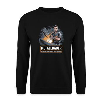 Metallbauer Beruf Metallbau Geschenk - Unisex Pullover - Schwarz - Vorne - Alina (178cm) & Michal (187cm)