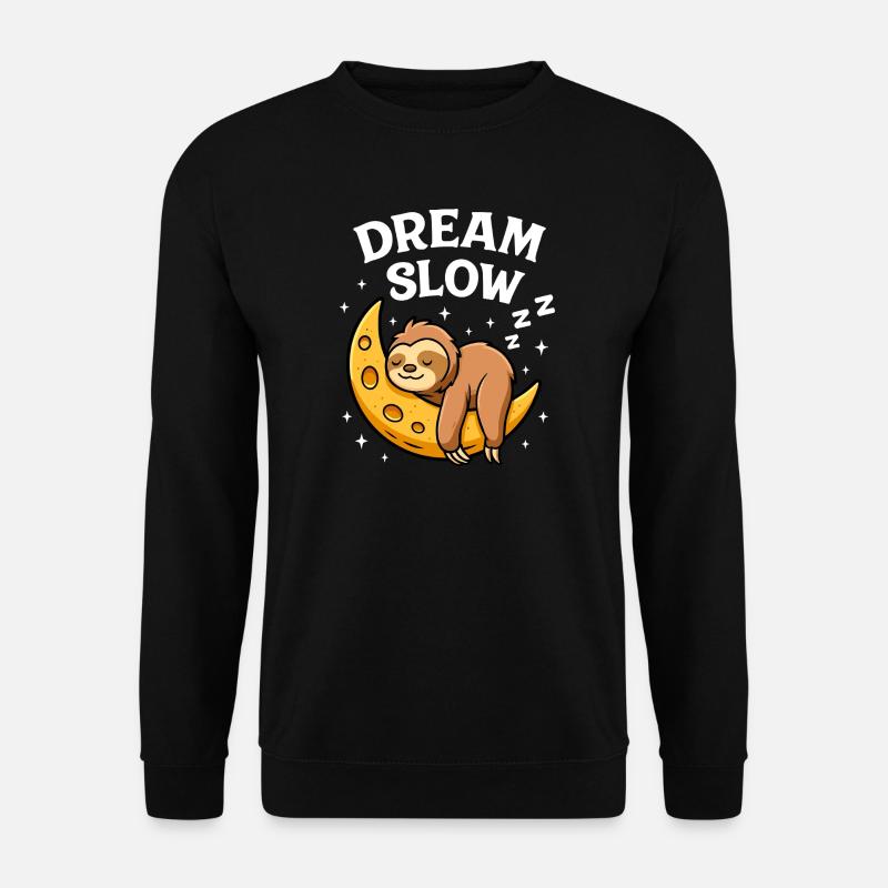 Cute sleeping sloth on moon - Unisex Sweatshirt - black