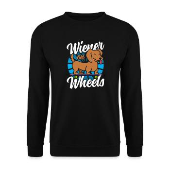 Skateboard Skater Skateboarder Dachshund - Unisex Pullover - Schwarz - Vorne - Alina (178cm) & Michal (187cm)