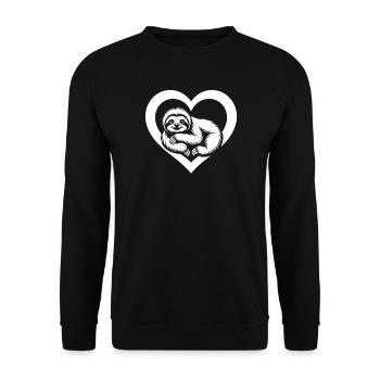 Sloth with heart motif - Unisex Sweatshirt - black - Front - Alina (178cm) & Michal (187cm)