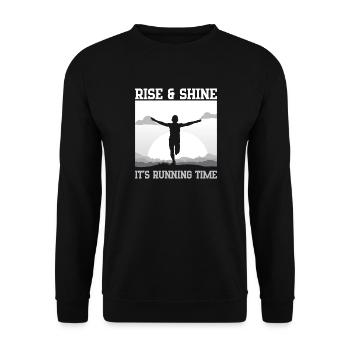 Marathon Runner Rise & Shine Running Gift Idea - Unisex Pullover - Schwarz - Vorne - Alina (178cm) & Michal (187cm)