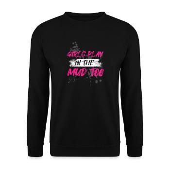 Girls play in the mud Schlammlauf Mud Run Muddy - Unisex Sweatshirt - black - Front - Alina (178cm) & Michal (187cm)
