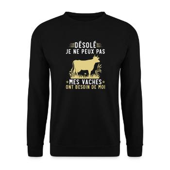 Mes vaches ont besoin de moi - Sweat-shirt Unisexe - noir - Devant - Alina (178cm) & Michal (187cm)