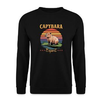 Funny aesthetic Kawaii Capybara - Unisex Pullover - Schwarz - Vorne - Alina (178cm) & Michal (187cm)