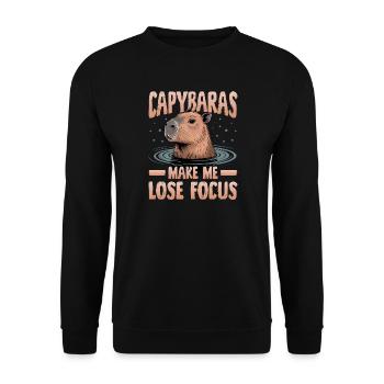 Funny aesthetic Kawaii Capybara - Unisex Pullover - Schwarz - Vorne - Alina (178cm) & Michal (187cm)